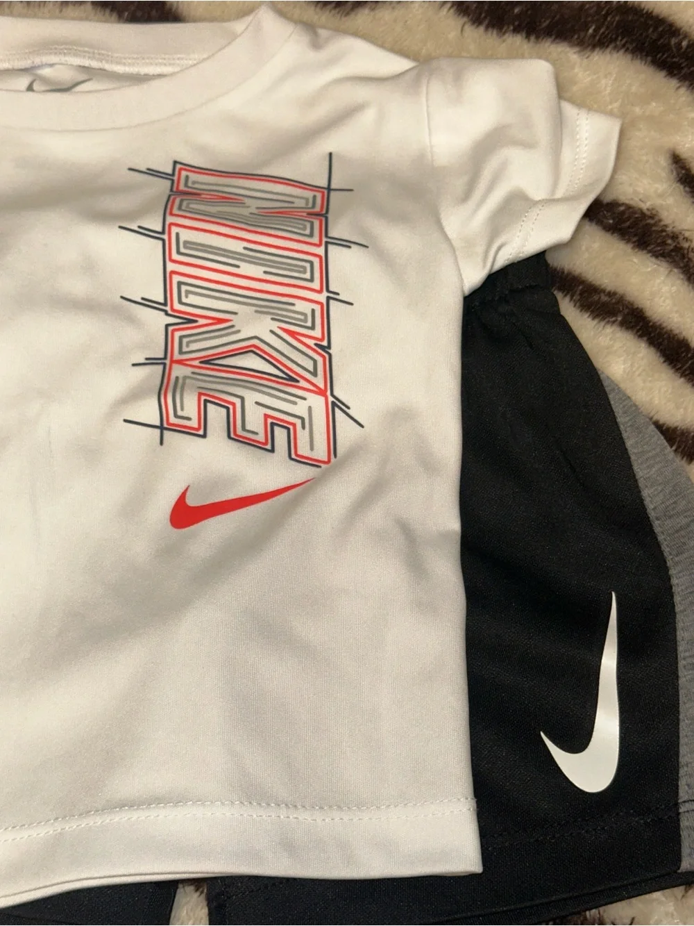Toddler Nike White Short Sleeve Tee & Black Jersey Shorts